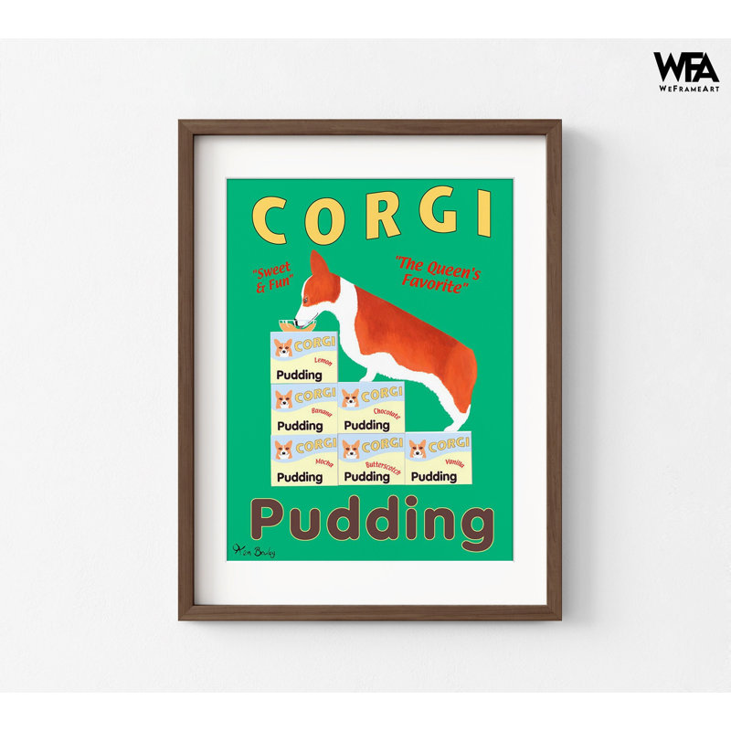 «Corgi Pudding» par Ken Bailey, idée de décoration d'affiche rétro Pudding, art mural cafétéria, affiche rétro, cadeau de maman Corgi mignon