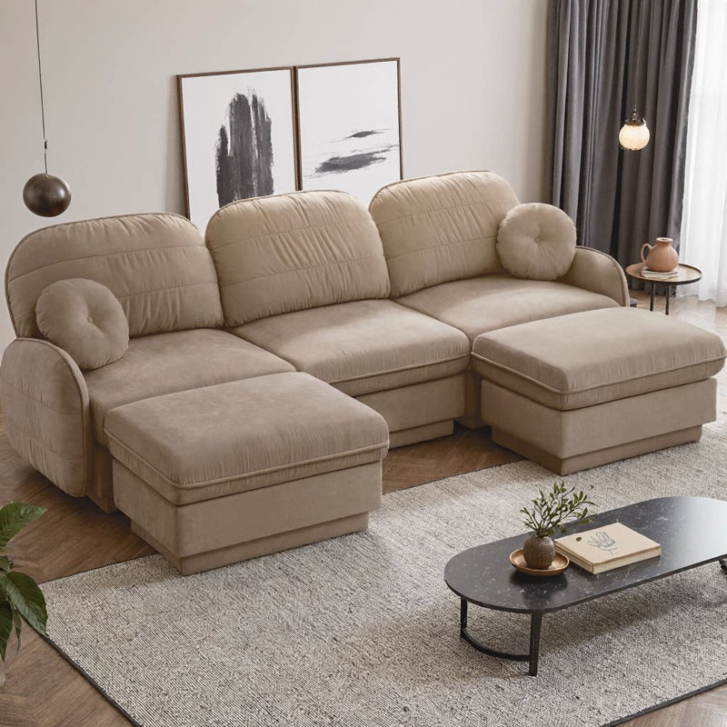 Canapé modulaire surdimensionné en U 105 po Chenille, Café clair