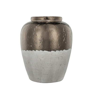 Round Sienna Brown Ceramic Accent Vase