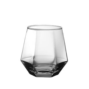 WARMEST SPIRIT Stemless Wine Glasses Set of 6 - Hexagon Shaped  Crystal Wine Glass Set for Red or White Wine - 10.5oz - Beveled Sides Feels  like a Diamond 