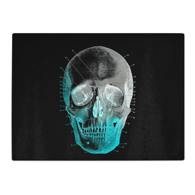 Black Twilight Skull  Glass Chopping Board