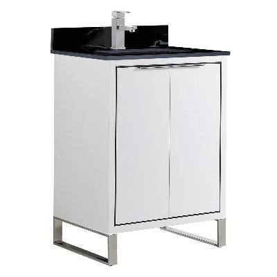 Meuble-lavabo sur pied simple 24 po avec comptoir en pierre 24 po