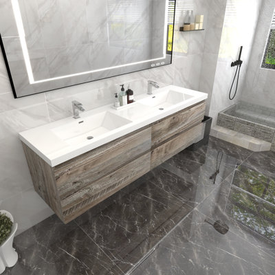 Ensemble de meuble-lavabo double mural 72 po Damilola