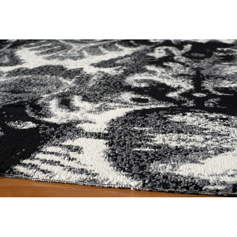 Tapis noir/gris touffeté à la main Ambrose, Rectangle 3 pi x 5 pi
