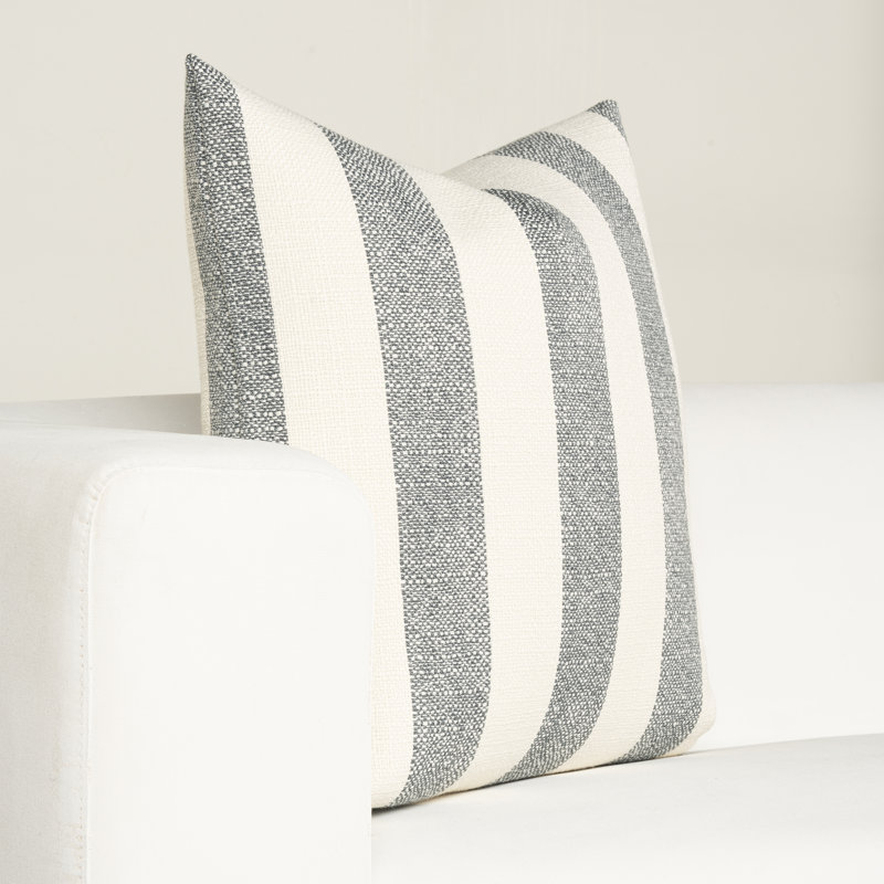 Birch Lane Harding Throw Pillow Throw, Blue Striped, Feather, Square 26"