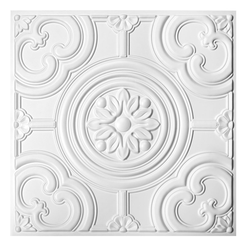 Paquet de 12 tuiles de plafond de 24 po x 24 po, panneaux de plafond à coller 3D en PVC (48 pieds carrés / caisse), Blanc