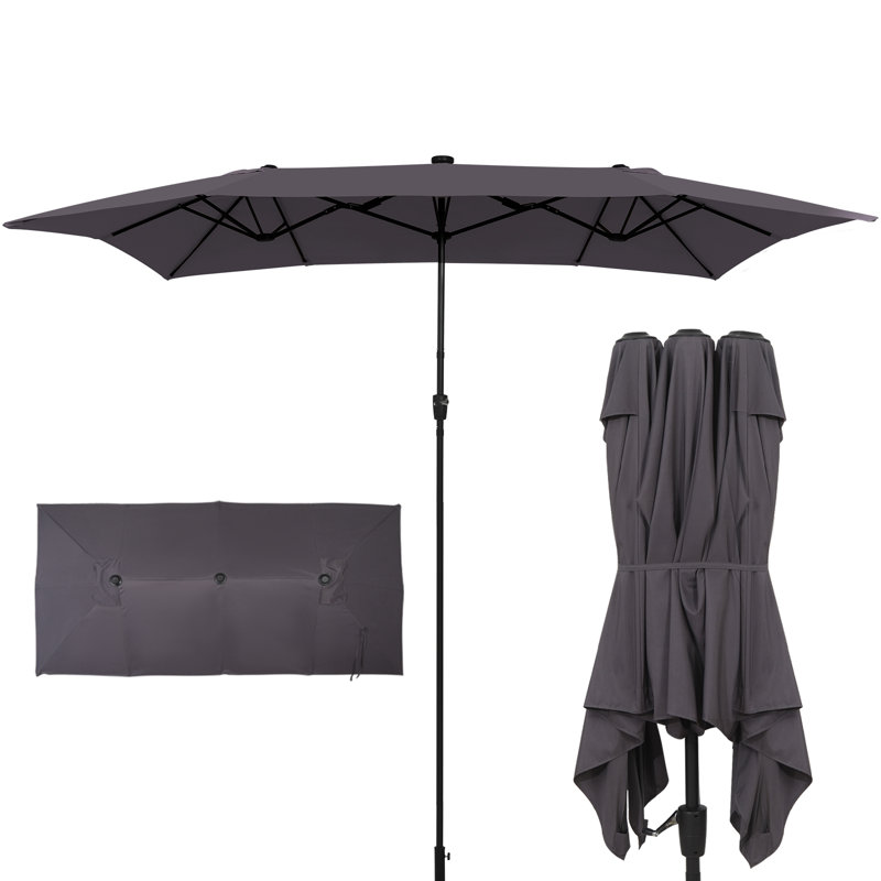 Cemil 400cm X 200cm Rectangular Market Parasol, Grey