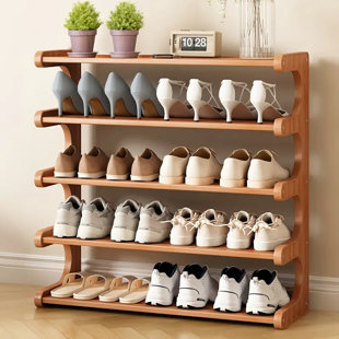 1pc Space-saving Bamboo Shoe Rack - Multi-layer, Freestanding Organizer With Wood Grain Finish For Dorms & Entryways, Easy Assembly, Brown