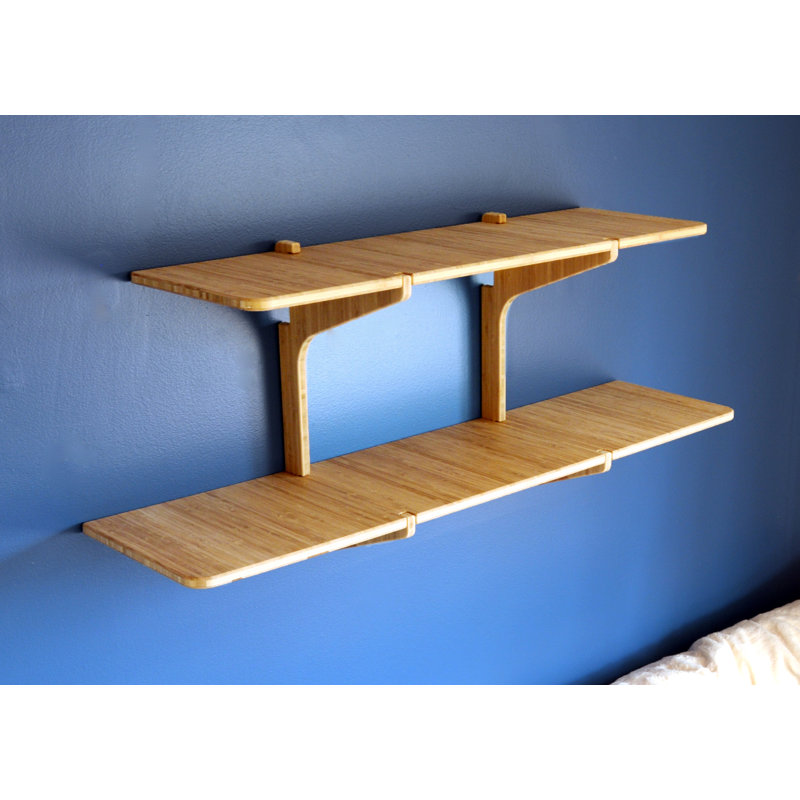 Bamboo Wall Mounted Adjustable Multi-Use Ski/Snowboard Rack, 10" H x 19" W x 24" D