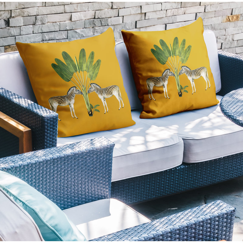 Housse et insert de coussin carré intérieur / extérieur , L 15 po x H 15 po, Jaune