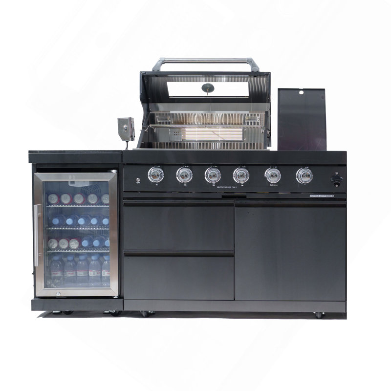 Îlot de barbecue 46 pouces à 4 brûleurs de 72 000 BTU avec refroidisseur à vin et rôtissoire