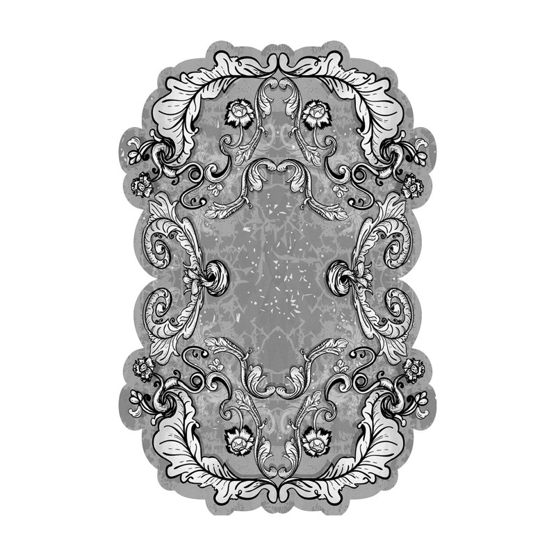 Tapis gris en polyester tissé à la machine Novelty Sturdivant, Nouveauté 2 pi 7 po x 4 pi 11 po