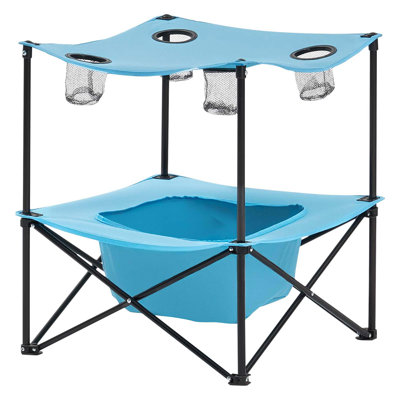 Folding Portable Camping Table Oxford Outdoor Picnic Square Table 4 Cup Holders