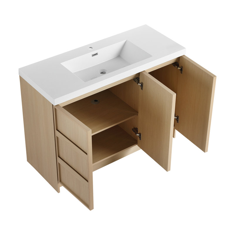 Meuble-lavabo autoportant avec lavabo en résine, 47.3