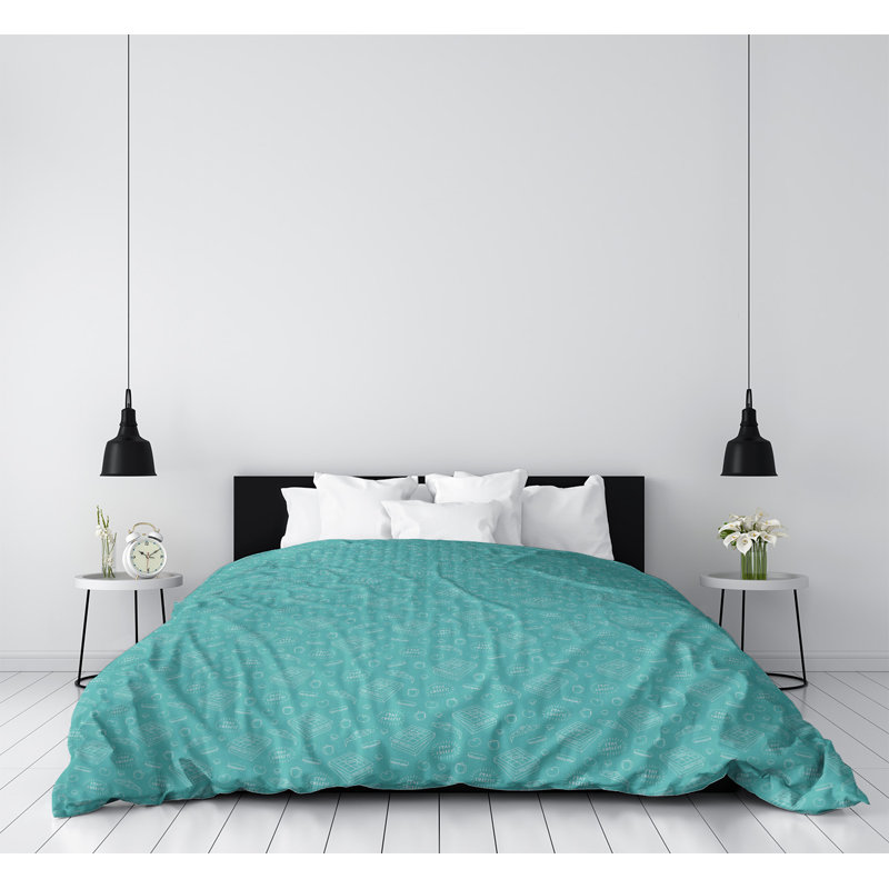 Housse de couette, Housse de couette simple TG, Bleu sarcelle/blanc, Polyester brossé