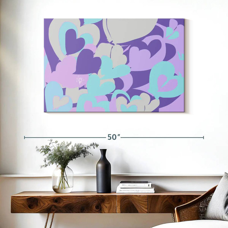 Cœurs turquoise à l'horizontale, 26" H x 39" W