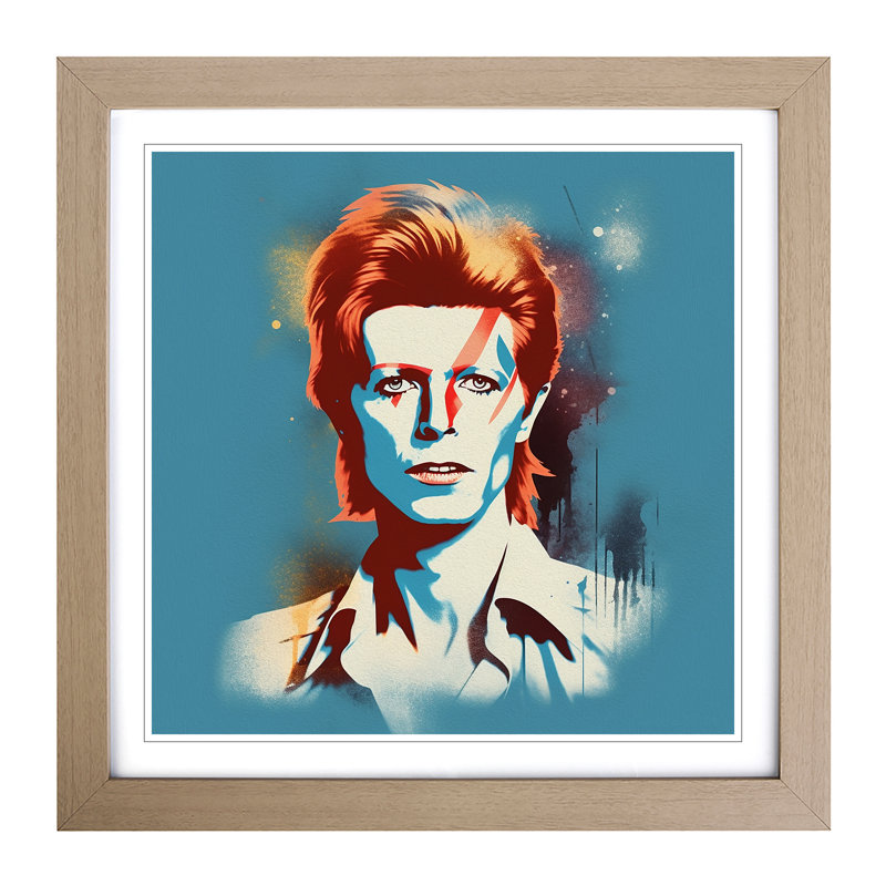 David Bowie Retro - Framed Print, Oak