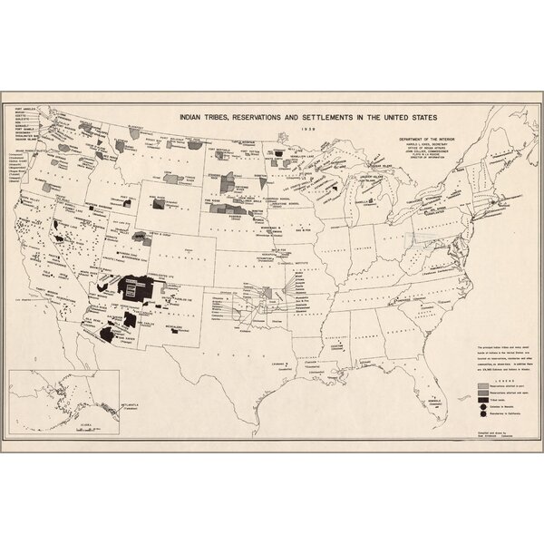 History Galore 24X36 Gallery Poster, 1939 Map Of Native American Indian ...