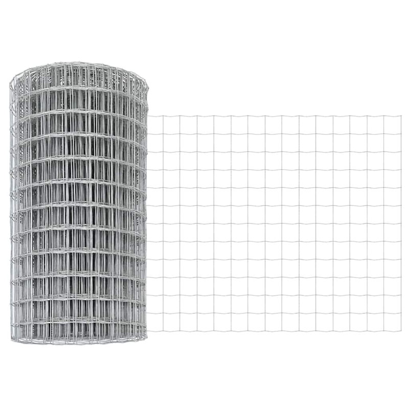 Vidaxl Fence With Posts Steel, Grey, 40cm H x 2500cm W x 2.7cm D