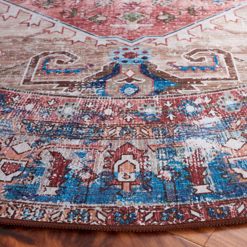 Tapis beige / rouille Danna Performance, Rond 6 pi