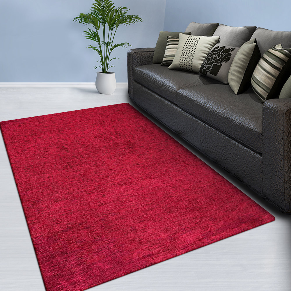 Latitude Run® Trabzon Hand Knotted Loom Silk Dark Red Color, Area Rugs ...