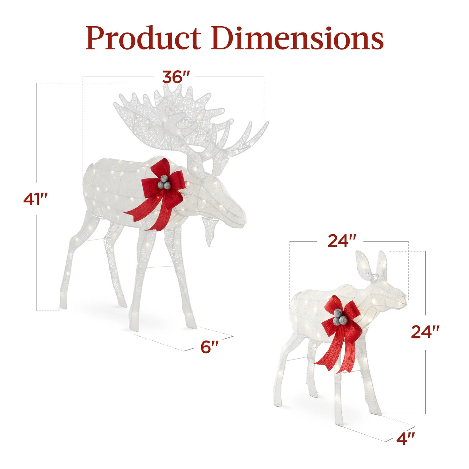 The Holiday Aisle® 2-Piece Lighted Moose Set, White