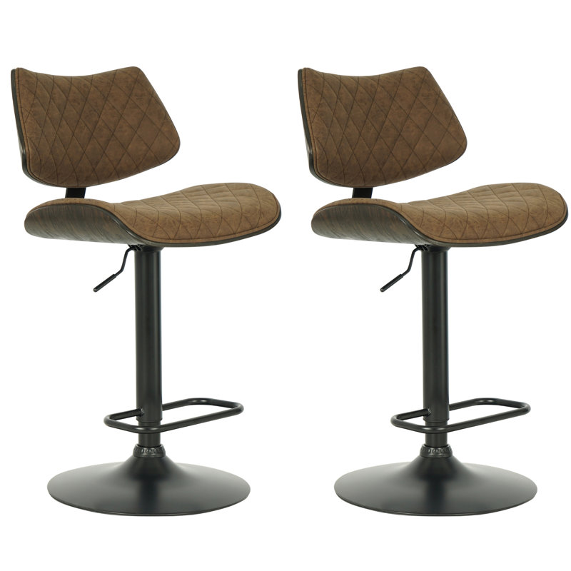 Ensemble de 2 tabourets de bar réglables Wesson, Marron foncé