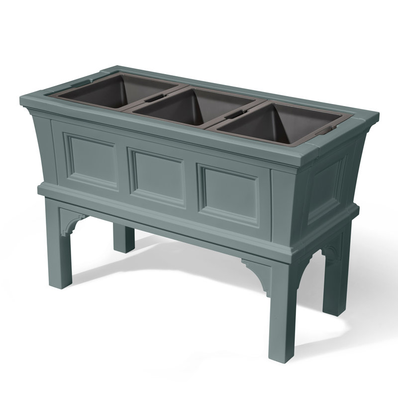 Step2 Atherton Raised Plastic Outdoor Planter Box, Sage Gray