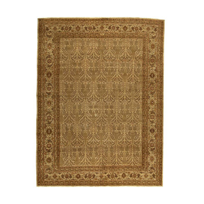 Rectangle Oriental Handmade HandKnotted Wool Area Rug in Honey Brown