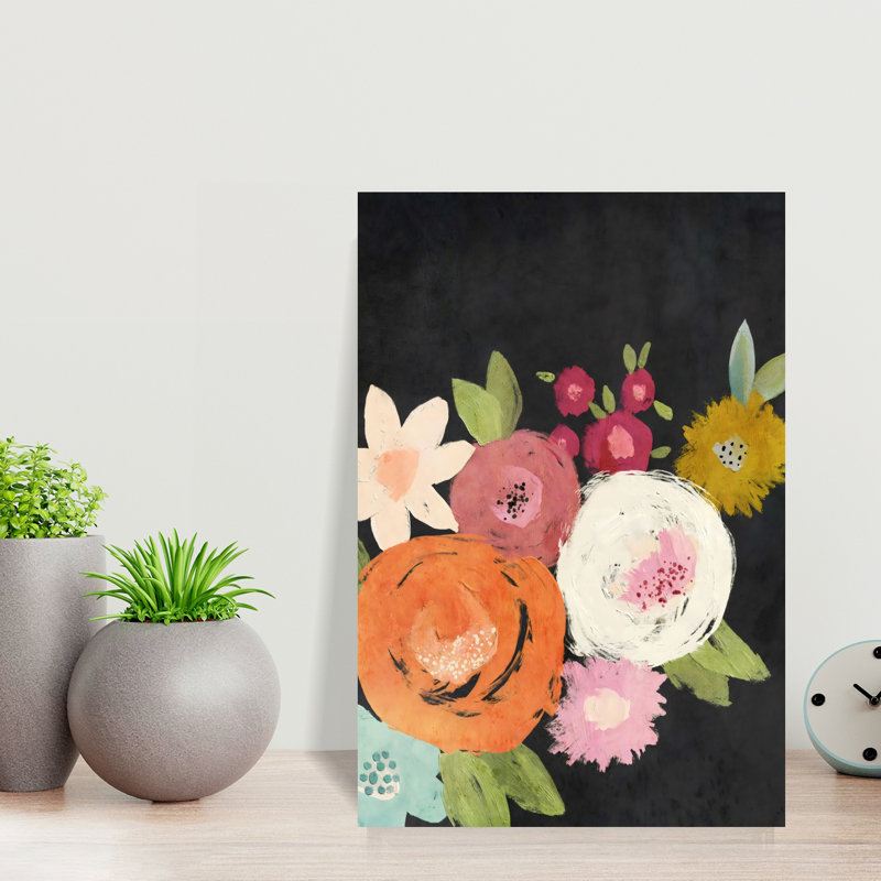 Art floral abstrait jardin contemporain, 18" H x 12" W