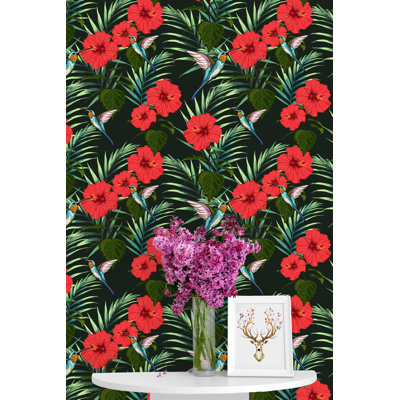 Panneau de papier peint peler et coller Thatcham Hummingbird and Leaves