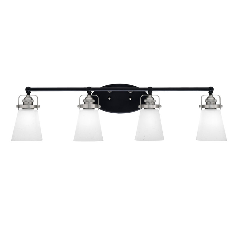 Barre d'éclairage de salle de bain 4 lumières Easton, Noir mat/nickel brossé