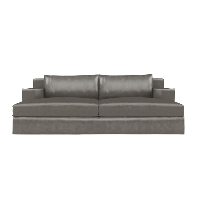 Mulberry Square Track-Arm Daybed with Flange Seam, Vintage Leather Pumice, Weathered