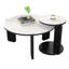 Ensemble de 2 tables basses gigognes avec plateau en pierre frittée, ensemble de tables d'appoint rondes modernes pour le salon, ensemble de tables de bout à petit espace-400046395-400046374