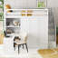 Lit mezzanine double avec armoire, bureau et tablettes, blanc-956834317