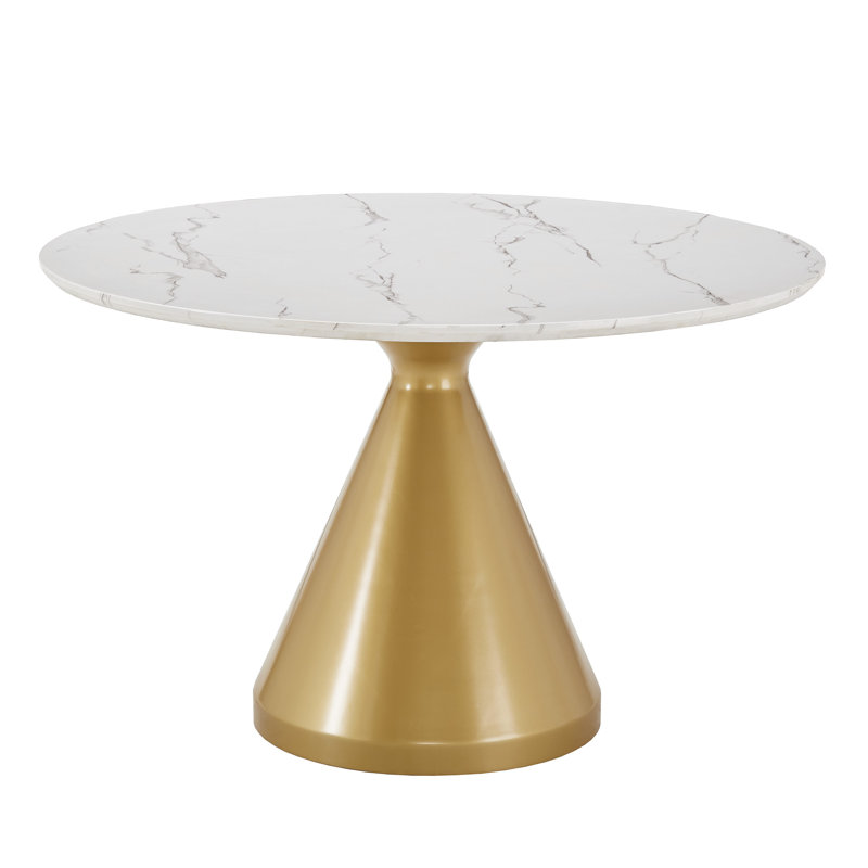 Roman Round Faux Marble Top Dining Table