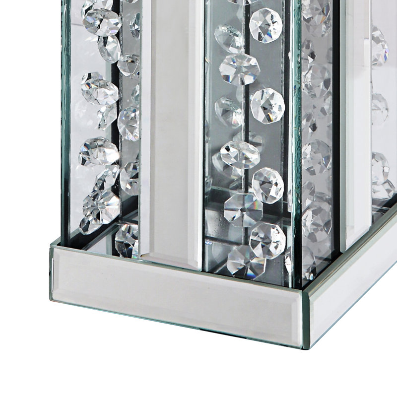 Bougeoir de table en miroir, H 13,5 po x l 4,4 po x P 4,4 po