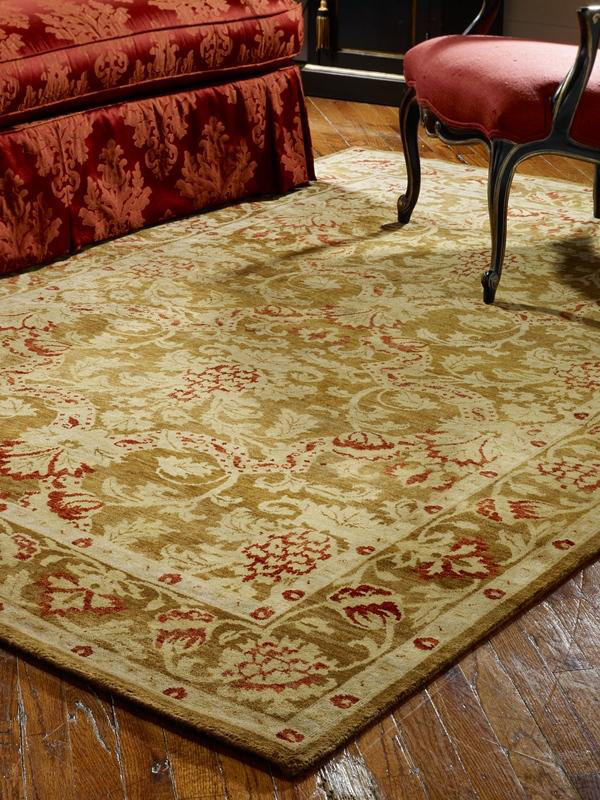 Tapis oriental brun / ivoire noué à la main Mina, Rectangle 4 pi x 6 pi