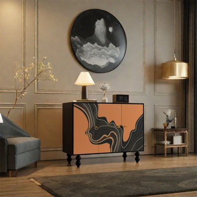 Three Door Storage Cabinet with Artistic Design