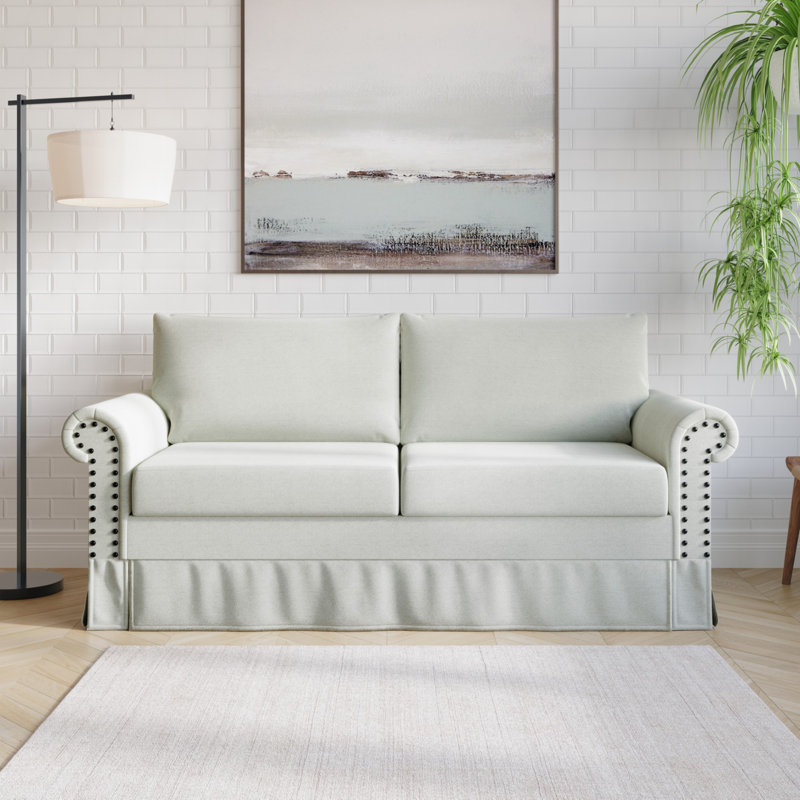 Canapé à accoudoirs roulés Erida, Polyester gris chaud