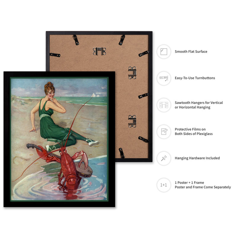 Sérénade au homard, H 16 po x l 20 po, Affiche, Cadre noir