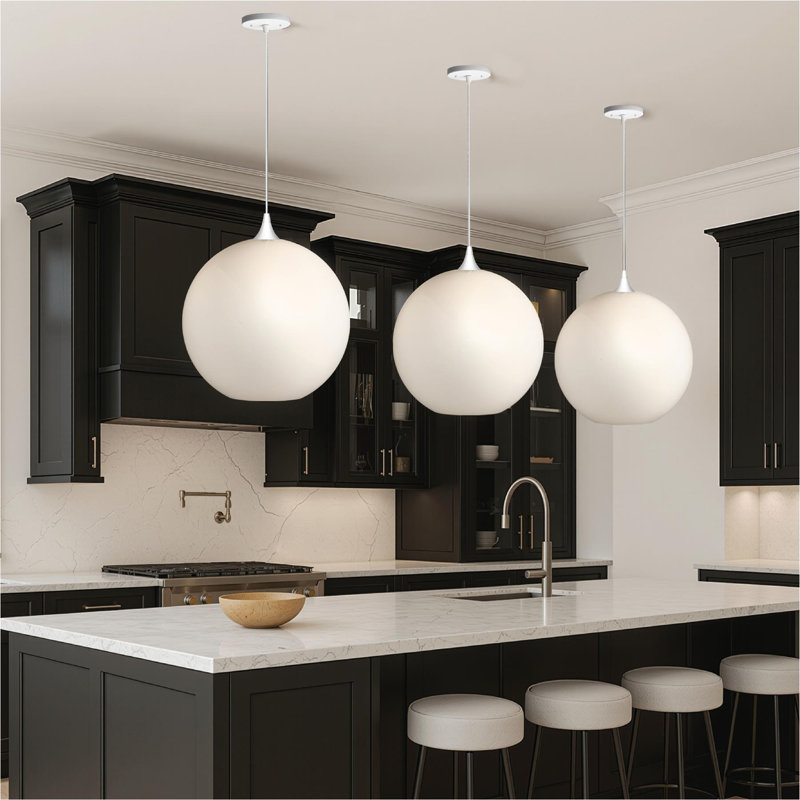 12 in. White Globe Pendant Light, 12 in., White