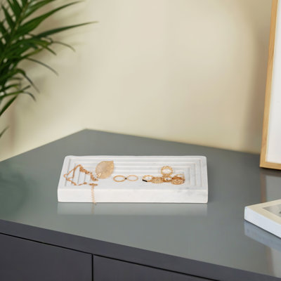 Ivy Bronx 10" Haci White Marble Tray