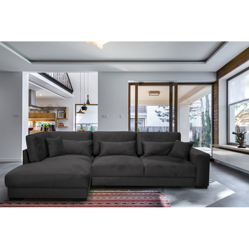 Nahkita 4 Seater Corner Sofa , Left Hand Facing, Black
