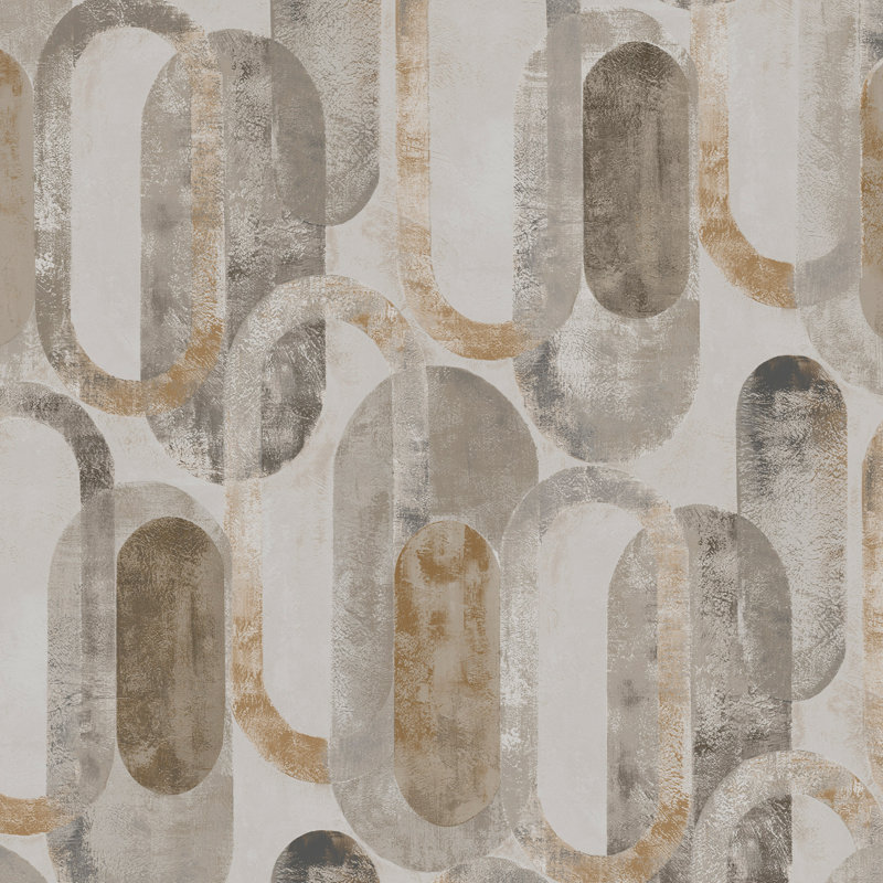 Sublime Geometric Vinyl Metallic Wallpaper Double Roll, Sand Gold