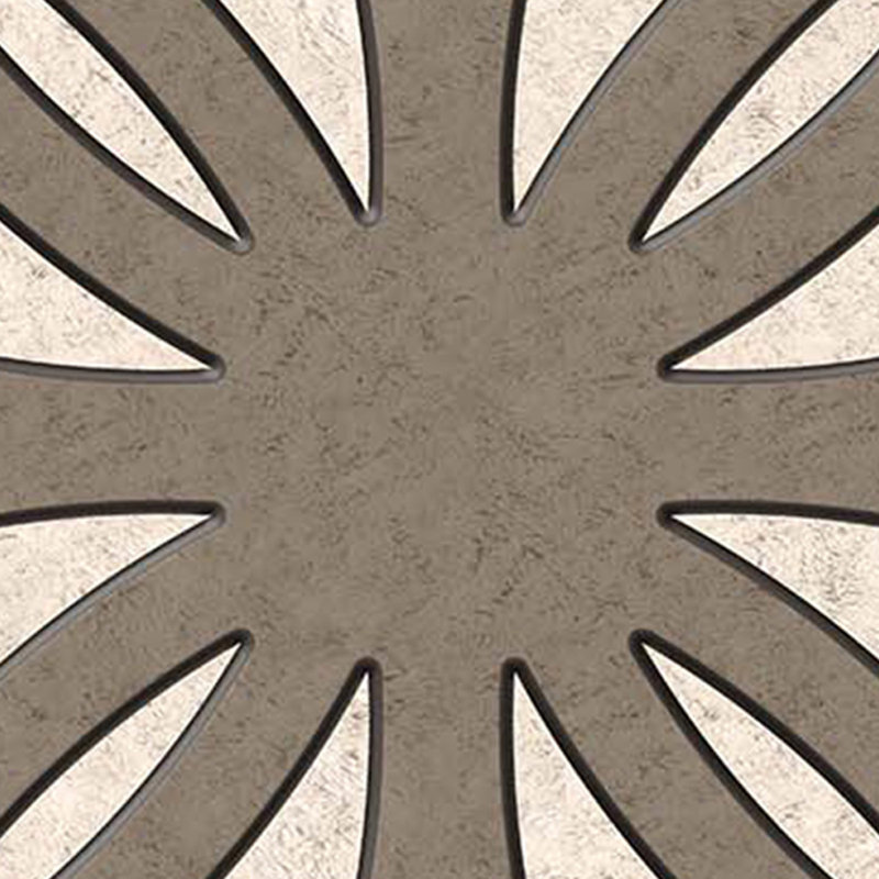 Tapis beige / gris en polyester tissé à la machine Novelty, Nouveauté 2 pi 7 po x 2 pi 7 po