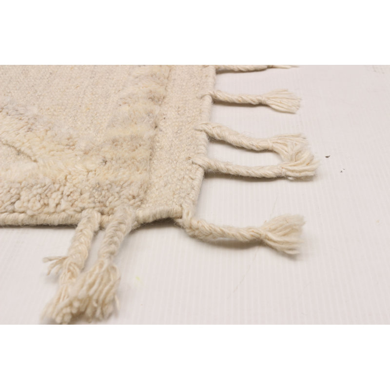 Tapis crème en laine noué à la main 8 pi 2 po x 9 pi 11 po