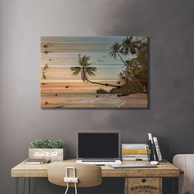 Coucher de soleil sur une plage tropicale, Costa Rica par Matteo Colombo - impression sans cadre sur bois