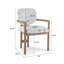 Ensemble de 2 chaises de salle à manger avec accoudoirs rembourrés, sièges d'appoint en bois d'hévéa et tissu blanc, capacité de poids de 300 lb