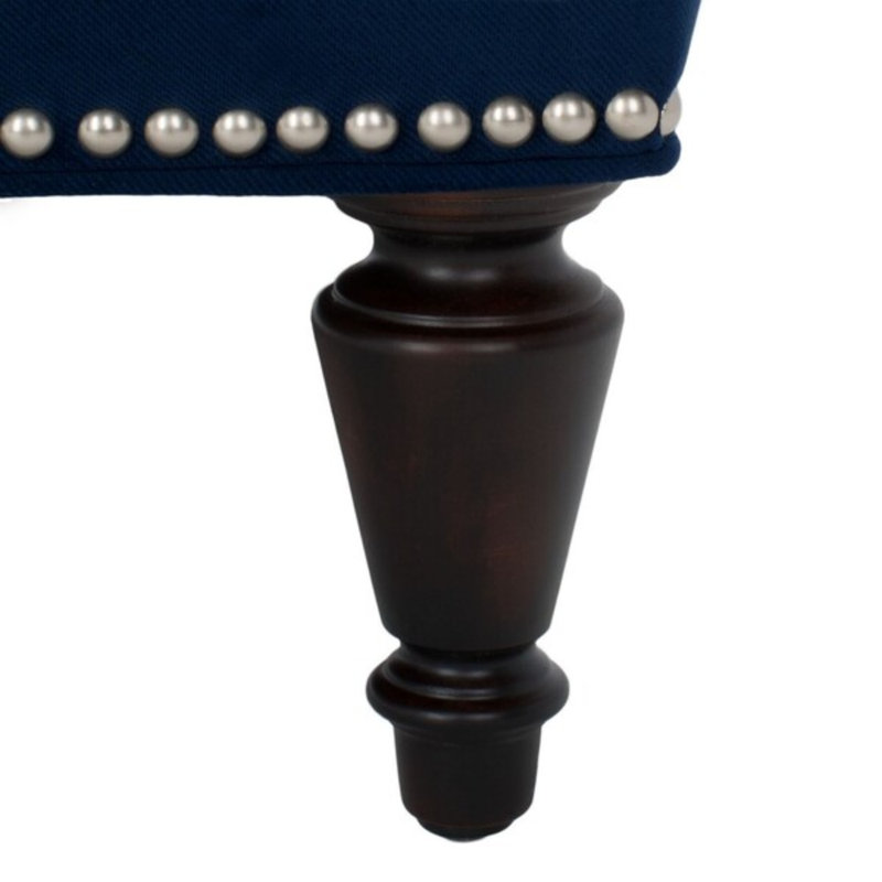 Chaise longue rembourrée Jazlyne, Mélange de lin bleu marine